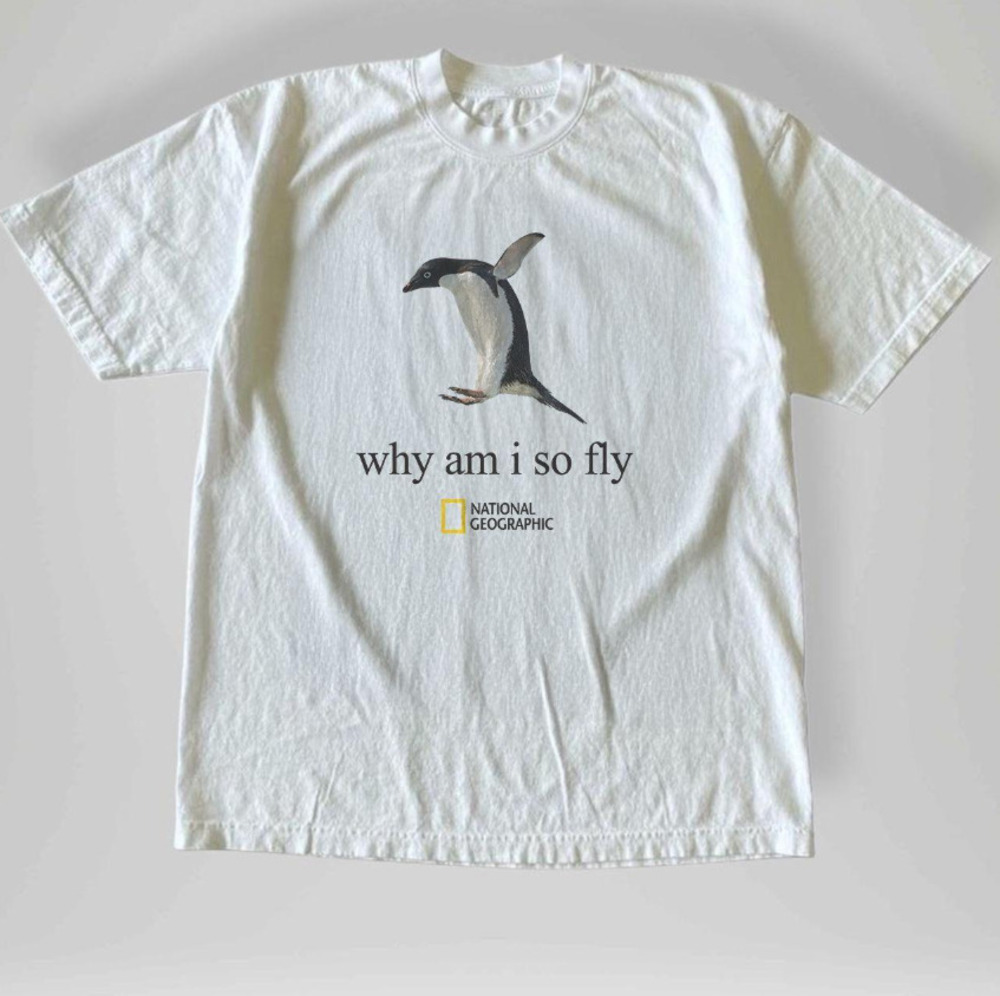National Geographic Penguin Why Am I So Fly Graphic Funny Animal Nature Meme Tee